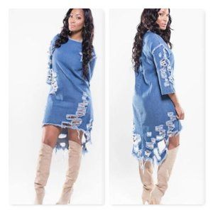 Distressed Denim Dress